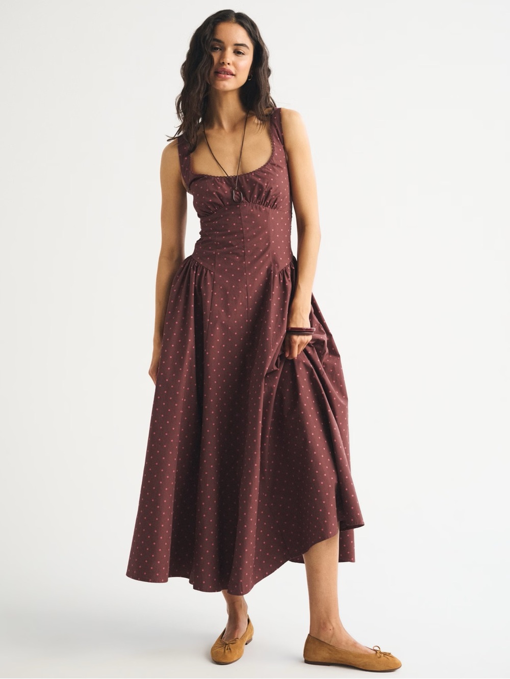 100% Cotton A&F Bra-Free Dylan Midi Dress